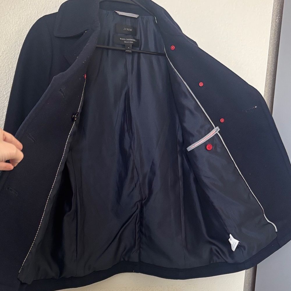 J. Crew Wool & Cashmere Midnight Blue Pea Coat with Gold Buttons Womens Size 4 - Picture 7 of 10